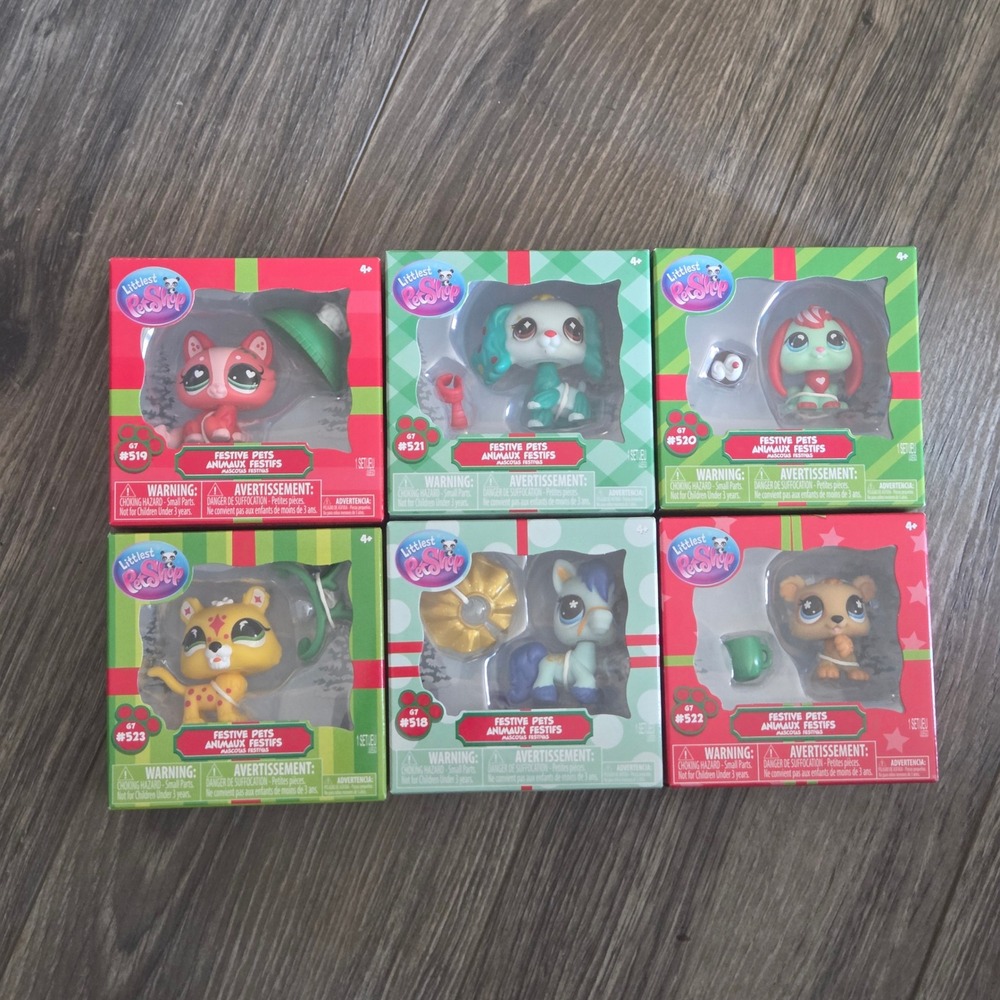 Littlest Pet Shop Festive Pets G7 Full Set 518 519 520 521 522 523 Collectible